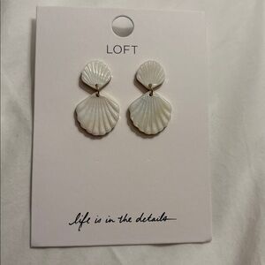LOFT Pearlescent Shell Drop Earrings in White